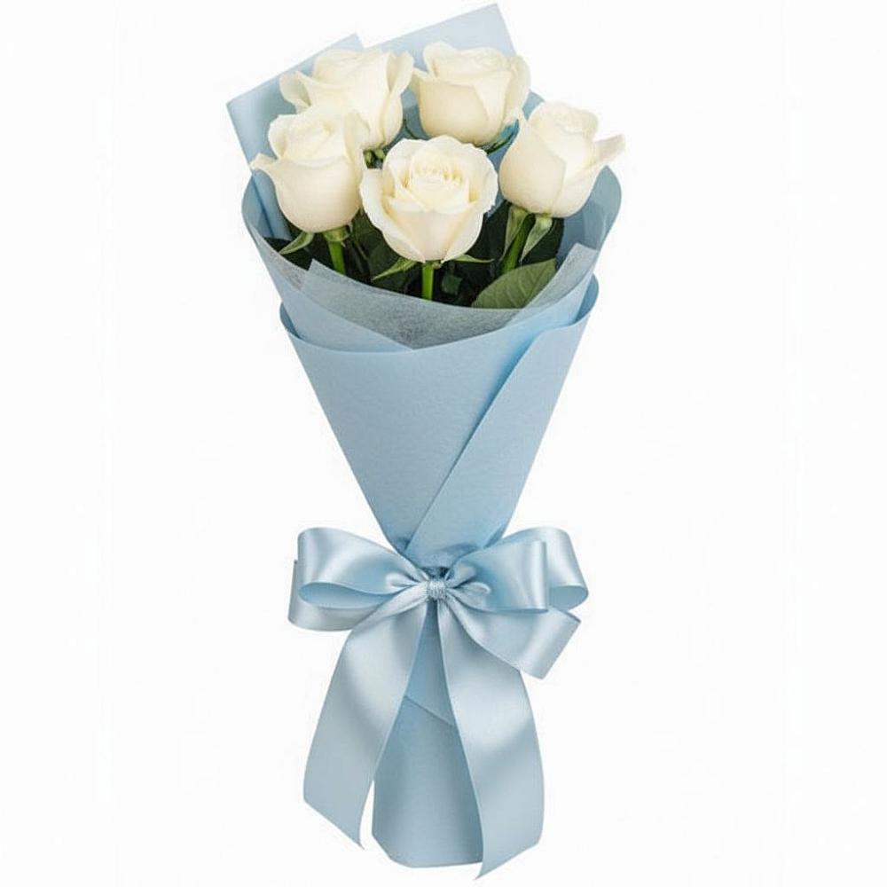 Букет 5 Белых роз Проуд в Агинском
