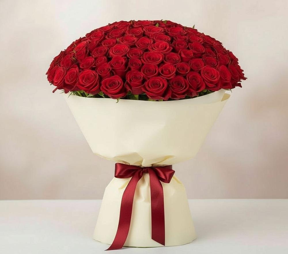 Букет 101 Красная роза Милано в Агинском