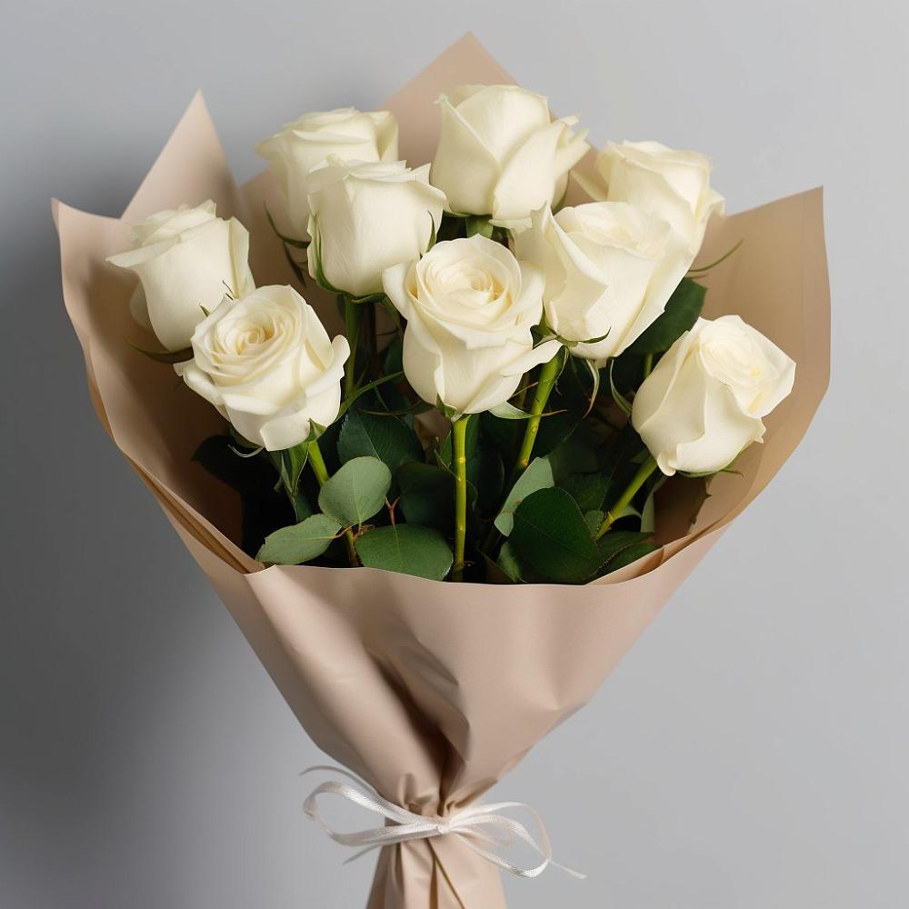 Букет 9 Белых роз Эдлесс Лав в Агинском