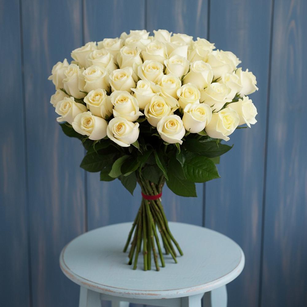 Букет 51 Белая роза Эдлесс Лав в Агинском
