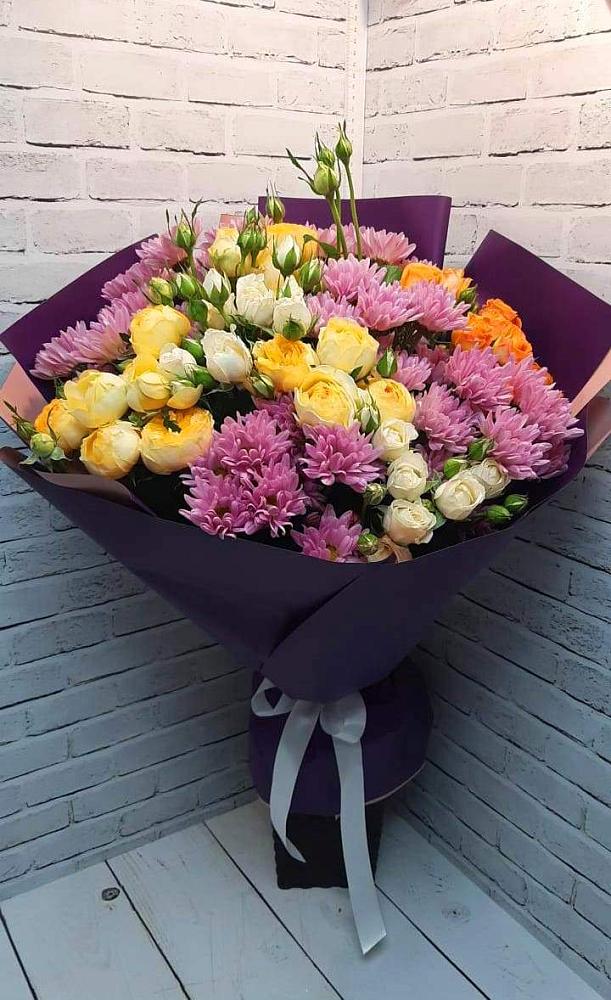 Букет цветов из: Хризантемы и Розы в Агинском