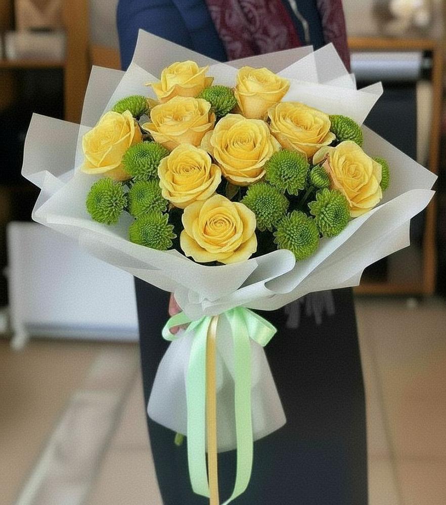 Букет цветов из: Хризантемы и Розы в Агинском