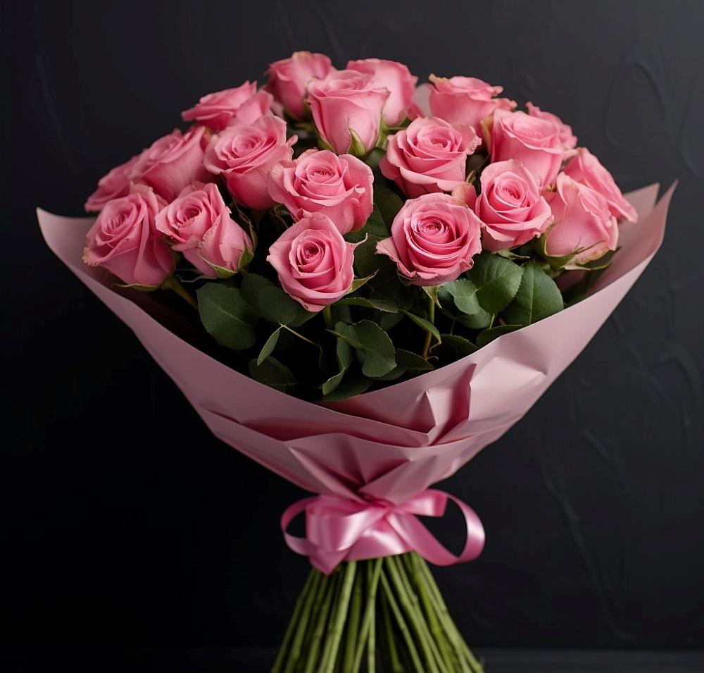 Букет 25 розовых роз в Агинском