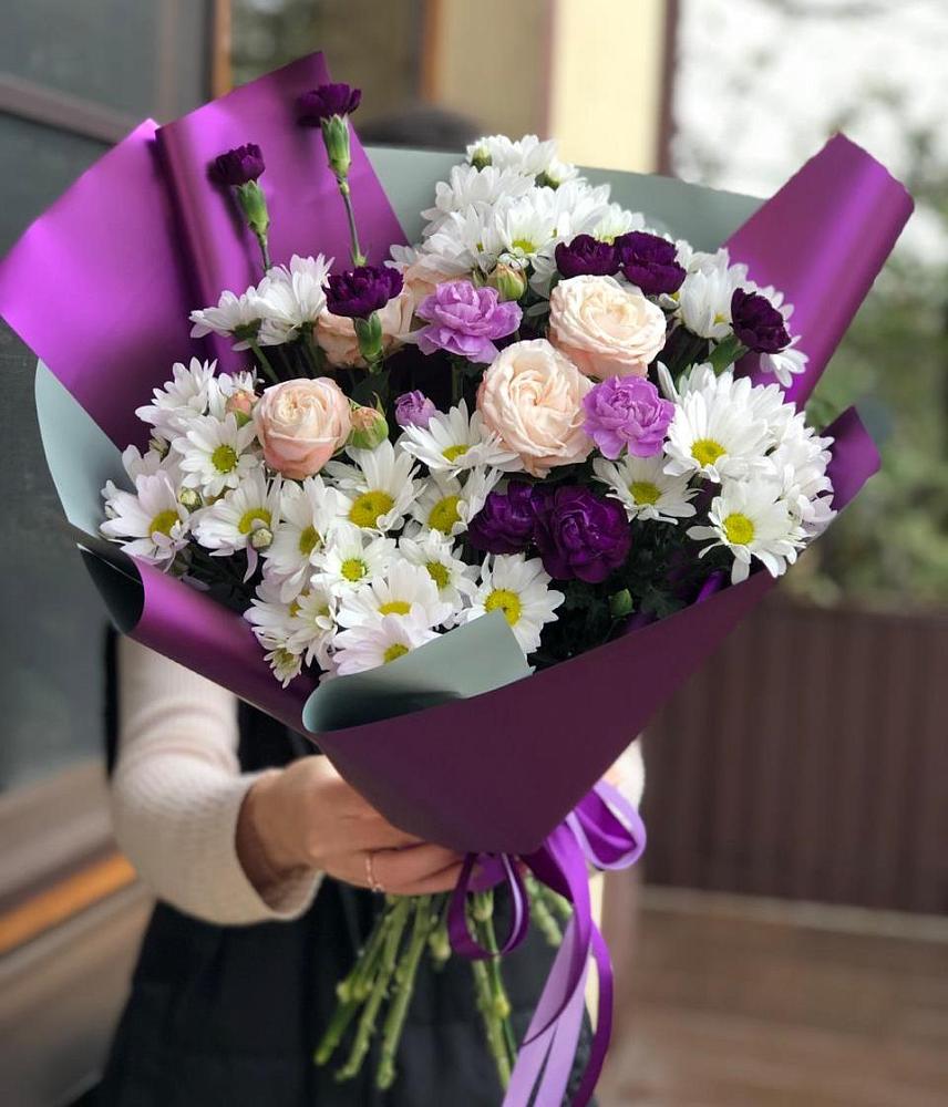 Букет цветов из: Хризантемы, Гвоздики и Розы в Агинском