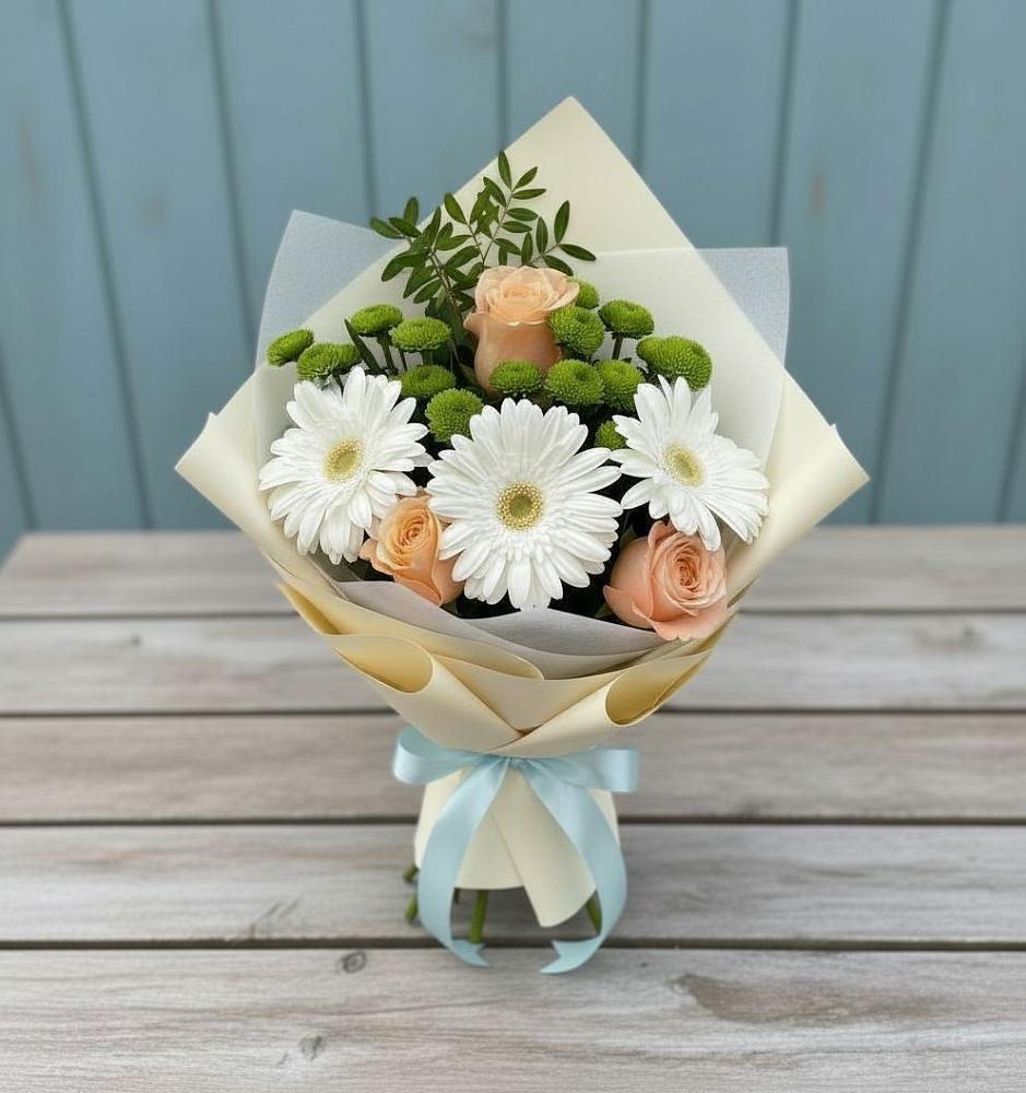Букет цветов из: Герберы, Розы и Хризантемы в Агинском