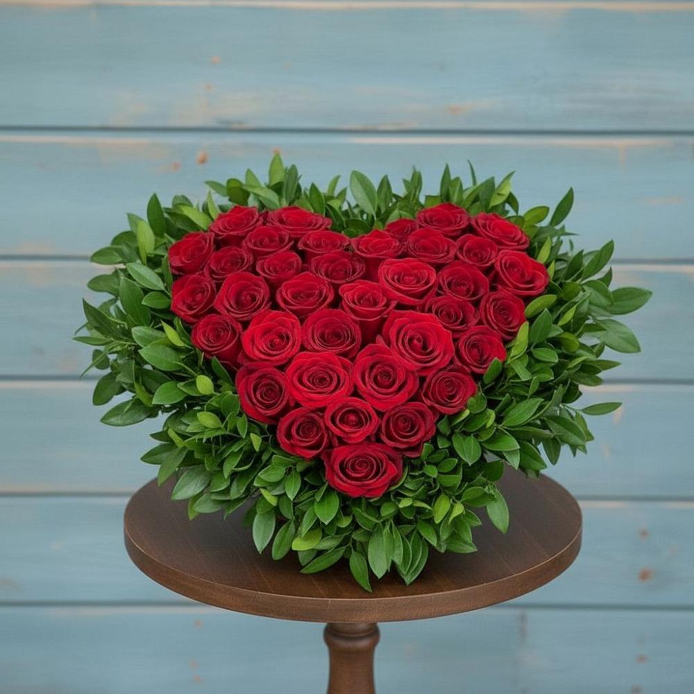 Цветочная композиция из Розы в виде сердца в Агинском