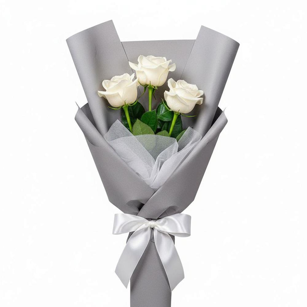 Букет 3 белые розы в Агинском
