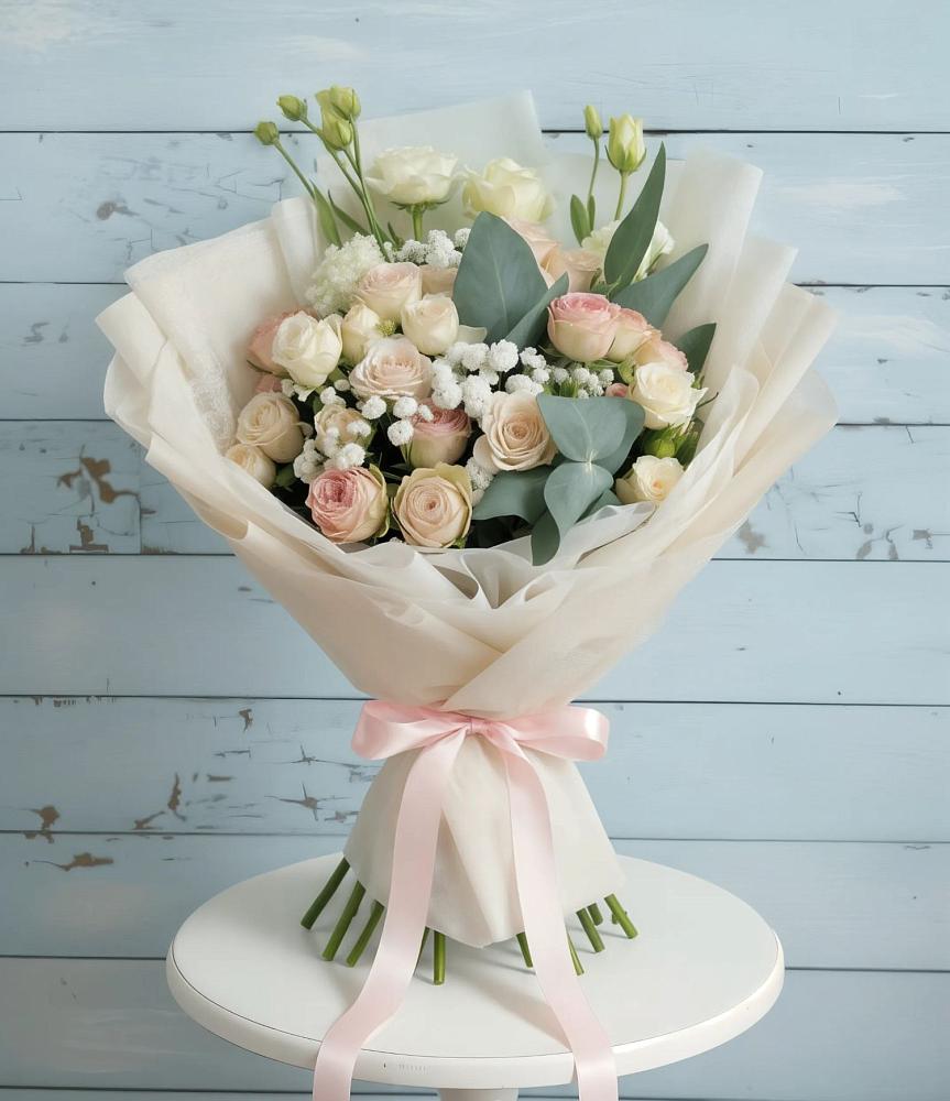 Букет цветов из: Розы и Лизиантусы в Агинском