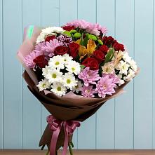 Букет цветов из:  Розы, Хризантемы и Альстромерии в Агинском