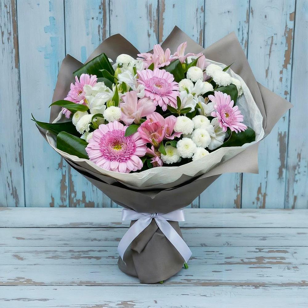 Букет цветов из: Герберы, Альстромерии и Хризантемы в Агинском