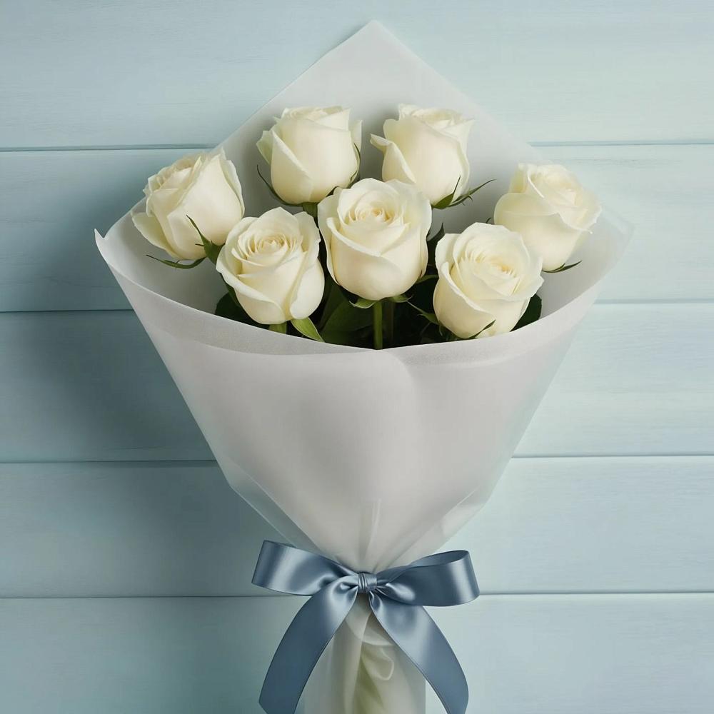 Букет 7 Белых роз Эдлесс Лав в Агинском