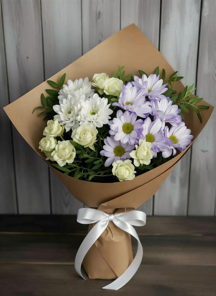 Букет цветов из: Хризантемы и Розы в Агинском
